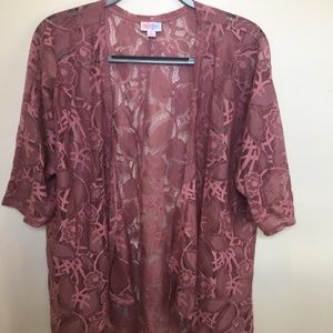 Dusty rose lace LulaRoe Lindsay Kimono